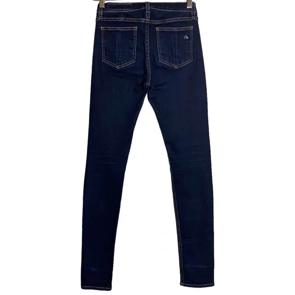 Rag and Bone High Rise Skinny Jean Dark Blue Wash Stretch 25 - Picture 3 of 16